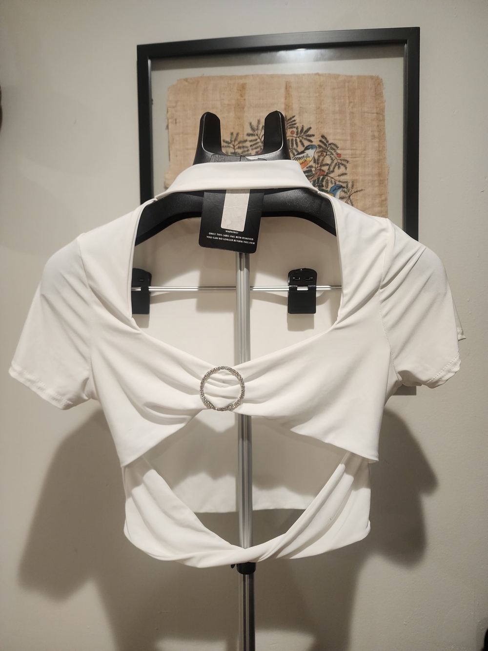 PrettyLittleThing White Cutout Crop Top with Ring Detail